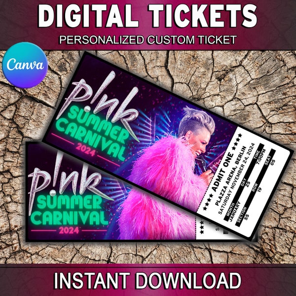 Pink Surprise Concert Ticket 2024 Summer Carnival Concert Ticket 2024, Pink Souvenir Concert Ticket, PDF Instant Download File