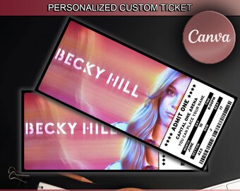 Printable Becky Hill Ticket UK Summer Tour 2024 , Personalized Music Concert Gift Reveal , DIY Canva Editable Keepsake Souvenir Surprise