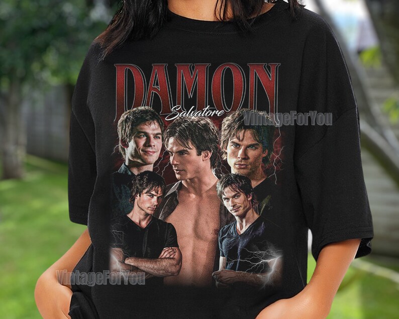 Red Damon Salvatore Tshirt, the Vampire Diaries Fanmade Merch, Unisex