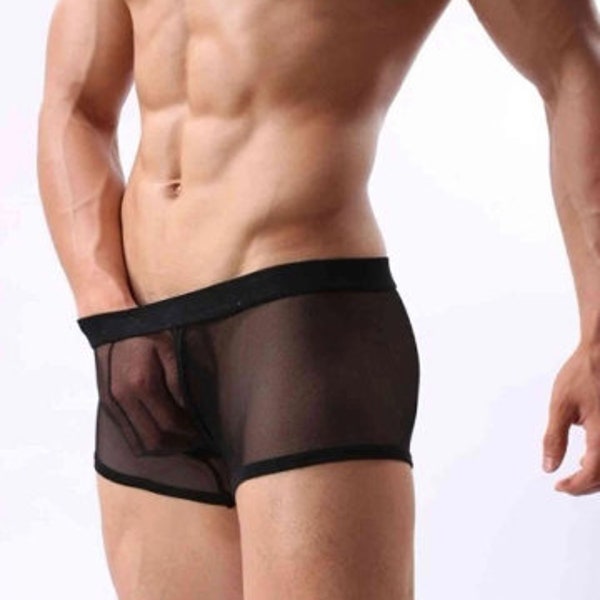 Boxer noir transparent pour homme