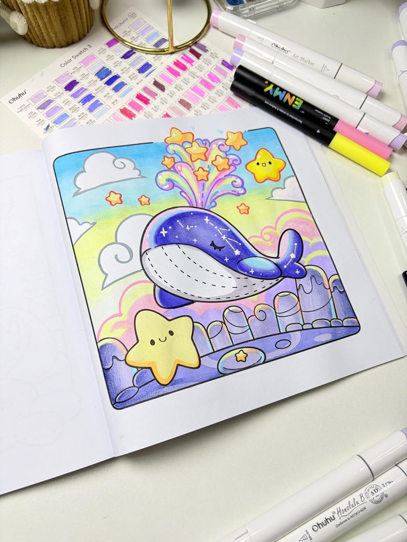 Desenhos para colorir "Brilha Estrelinha" por KwangKi Studio | Arte Fantástica Aconchegante (Download Digital) imagem 11