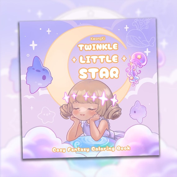 Twinkle Little Star Coloring Pages by KwangKi Studio | Cozy Fantasy Art (Digital Download)
