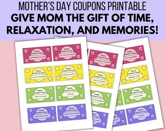 Moederdag coupons, Moederdag coupon boek, afdrukbare coupons, Moederdag cadeau, cadeau voor moeder, moeder waardering kaarten, coupon afdrukbaar