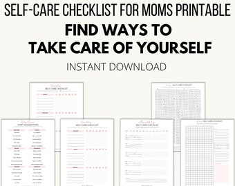 Self-Care Checklist for Moms, Self-Care Ideas Printable, Self-Care Planner Digital Download, Mindfulness Log PDF, Mental Health Kit