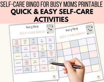 Bingo per la cura di sé della mamma impegnata stampabile, Idee per la cura di sé, Attività per il benessere mentale, Sfida sulla cura di sé, Bingo del benessere, Gioco terapeutico