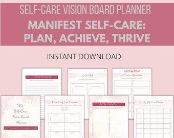 Self-Care Vision Board Planner, Vision Board Kit, Mental Health Vision Board, Wellness Vision Board, Self-Care Planner, Self-Care Worksheet