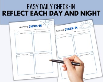 Easy Daily Reflection, Morning Check-In Printable, Evening Check-In Digital Download, Wellness Journal Page, Self-Care Worksheet PDF