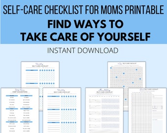 Self-Care Checklist for Moms, Self-Care Ideas Printable, Self-Care Planner Digital Download, Mindfulness Log PDF, Mental Health Kit
