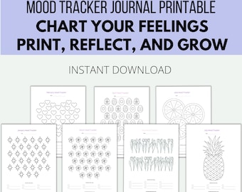 Mood Tracker Journal Printable, Monthly Mood Tracker, Bullet Journal Printable, Feelings Tracker, Mood Chart, Emotions Tracker