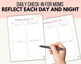 Daily Reflection for Mom, Morning Check-In Printable, Evening Check-In Digital Download, Wellness Journal Page, Self-Care Worksheet PDF