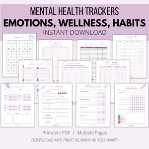 Mental Health Tracker Printable, Mental Health Log, Anxiety Tracker, Mental Health Bullet Journal, Emotions Tracker, Wellness Tracker