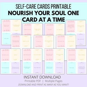 Mazzo di carte per la cura di sé, Idee stampabili per la cura di sé, Carte stampabili per la cura di sé, Consigli per la cura di sé, Carte sull'amore per se stessi, Carte motivazionali