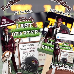 Fußballspieler High School Abschlussfeier Einladen | Grad Invite Bundle | Benutzerdefinierte Einladung zum Abschluss | Grad Party
