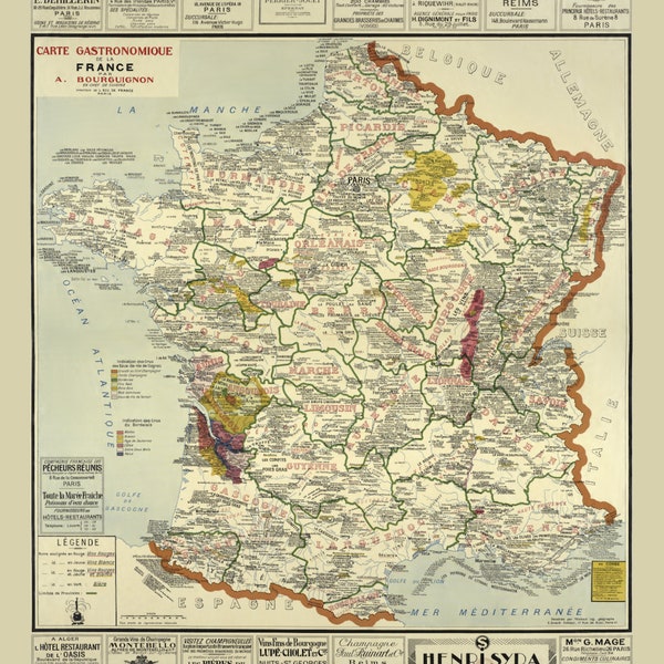 Carte Gastronomique de la France de 1929