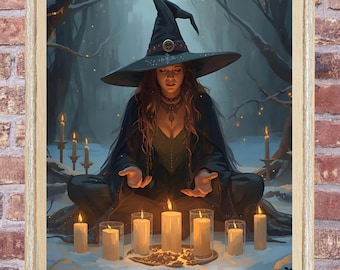 Yule Witch Poster | Pagan Winter Solstice Art (Digital Download)