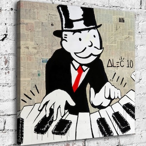 Alec Monopoly Waterproof Vinyl Fabric canvas HD Print, Wall Home decor, Ready to hang
