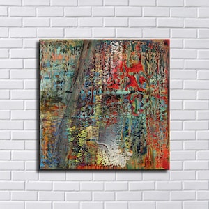 Lámina artística de 61 x 61 cm inspirada en Gerhard Richter. Nueva impresión en alta definición. Lienzo listo para colgar. Póster grande. Lienzo de arte pop. Pintura mural para decorar el hogar.