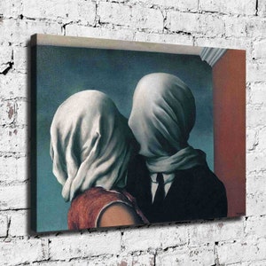36x24 Zoll Rene Magritte "Die Liebenden" Neue HD-Druck auf Leinwand Fertig zum Aufhängen Große Größe Wohnkultur Wandmalerei