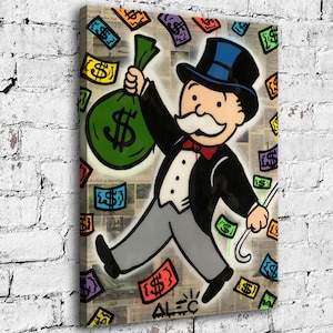 Alec Monopoly Waterproof Vinyl Fabric canvas HD Print, Wall Home decor, Ready to hang