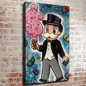 Alec Monopoly Waterproof Vinyl Fabric canvas HD Print, Wall Home decor, Ready to hang
