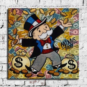 Alec Monopoly Waterproof Vinyl Fabric canvas HD Print, Wall Home decor, Ready to hang