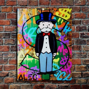 Alec Monopoly Waterproof Vinyl Fabric canvas HD Print, Wall Home decor, Ready to hang