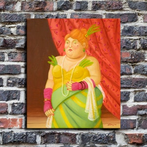 34x24 inches Fernando Botero inspired Art Print. New HD print. Canvas ready to hang. Large poster. Pop Art canvas. Home decor wall painting