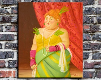 Fernando Botero waterdicht vinyl stof canvas HD-print, muur Woondecoratie, klaar om op te hangen