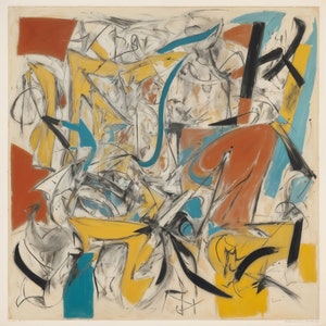 Impresión artística de pared de 61 x 61 cm inspirada en Willem de Kooning. Impresión HD sobre lienzo lista para colgar. Cuadro mural de gran tamaño. Decoración para el hogar.