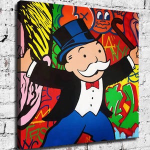 Alec Monopoly Waterproof Vinyl Fabric canvas HD Print, Wall Home decor, Ready to hang
