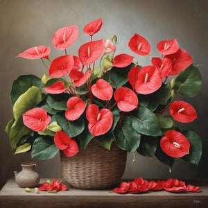 Anthurium blooms Waterproof Vinyl Fabric canvas HD Print, Wall Home decor, Ready to hang