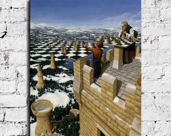 Rob Gonsalves Chess Master Wasserdichter Vinyl-Stoff Leinwand HD-Druck, fertig zum Aufhängen
