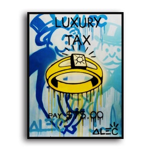 Alec Monopoly Waterproof Vinyl Fabric canvas HD Print, Wall Home decor, Ready to hang