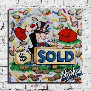 Alec Monopoly Waterproof Vinyl Fabric canvas HD Print, Wall Home decor, Ready to hang