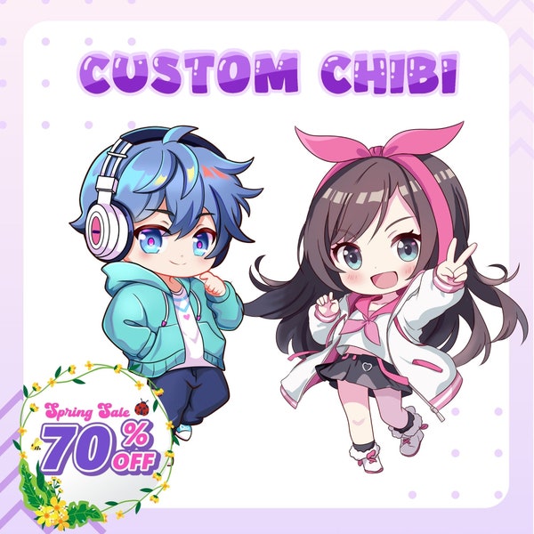 CUSTOM CHIBI, Cartoon, Fanart, Original Character Anime Pngtuber Commission Twitch, Chibi logo, Cute Chibi, Chibi Emotes, Fanart, Spring