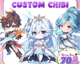 CUSTOM CHIBI, Cartoon, Fanart, Original Character Anime Pngtuber Commission Twitch, Chibi logo, Cute Chibi, Chibi Emotes, Spring