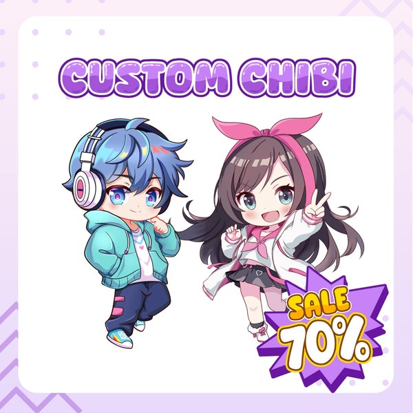 CUSTOM CHIBI, Cartoon, Fanart, Original Character Anime Pngtuber Commission Twitch, Chibi logo, Cute Chibi, Chibi Emotes, Fanart, Spring