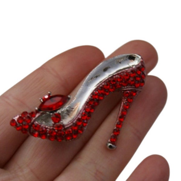 Spilla per scarpe con tacco rosso/spilla per scarpe con strass/regalo di moda/regalo per amante delle scarpe/regalo di gioielli/gioielli rossi