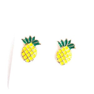 Ananas Ohrstecker | Gelbe Ananas Ohrringe | Gelbe Ohrstecker | Obst Ohrringe