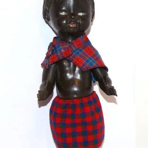 Vintage Collectible Doll -  hard plastic black doll, creepy doll, black colour skin doll, black creepy doll, kilt doll, Rare Vintage doll