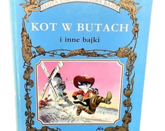 1991 Zlota Encyklopedia Bajek Kot w butach inne bajki | Vintage polnisch Buch | Gummiband | Ksiazka Po polsku | Polnische Literatur |