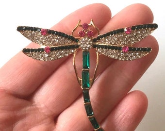Wonderful Dragonfly Brooch, Dragonfly brooch, Dragonfly Necklace, Rhinestones Brooch,Kawaii brooch, bug brooch