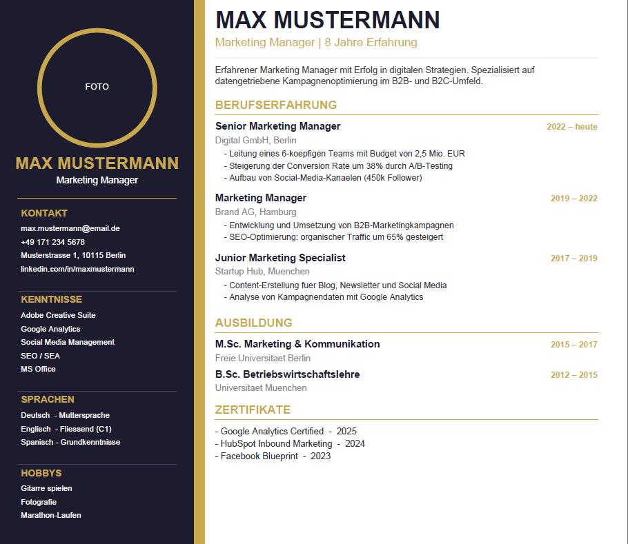 CV Template German 2026 | Modern Design | Word PDF | Instant Download ...