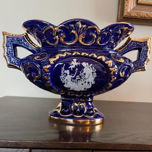 Wonderful Gilt Cobalt Blue Italian Vintage Vase Jardiner