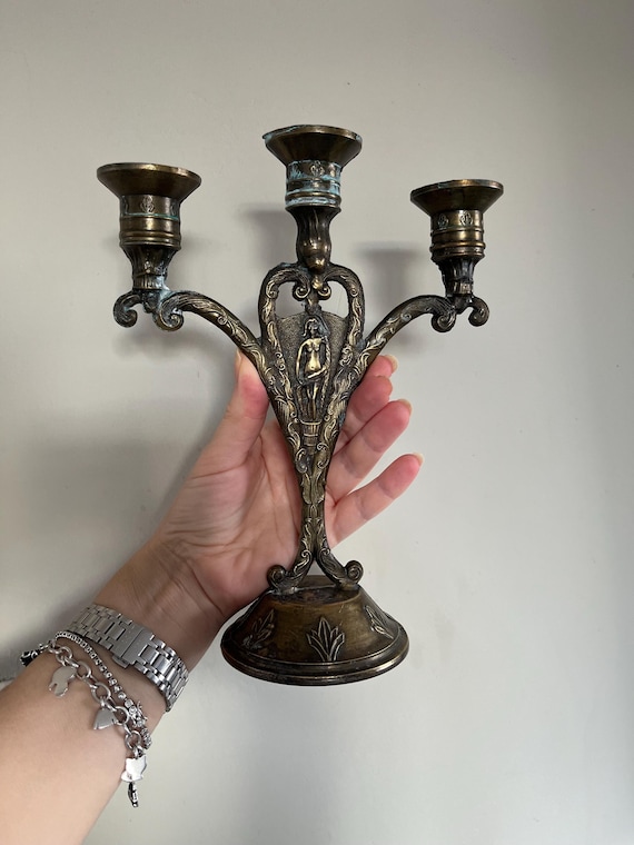 美しいイタリア製ヴィンテージブロンズ3本アームキャンドルスタンド