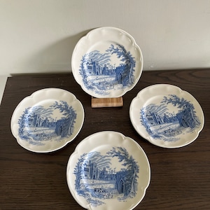 4 Vintage English gorgeous plates, salad luncheon plates/ Johnson Bros Haddon Hall , Old England