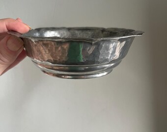 Antique Danish Kunst Tin 1910-1920s Pewter Bowl, handmade pewter Denmark