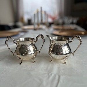 Victorian Silver Plate Sugar Bowl and Creamer Pot