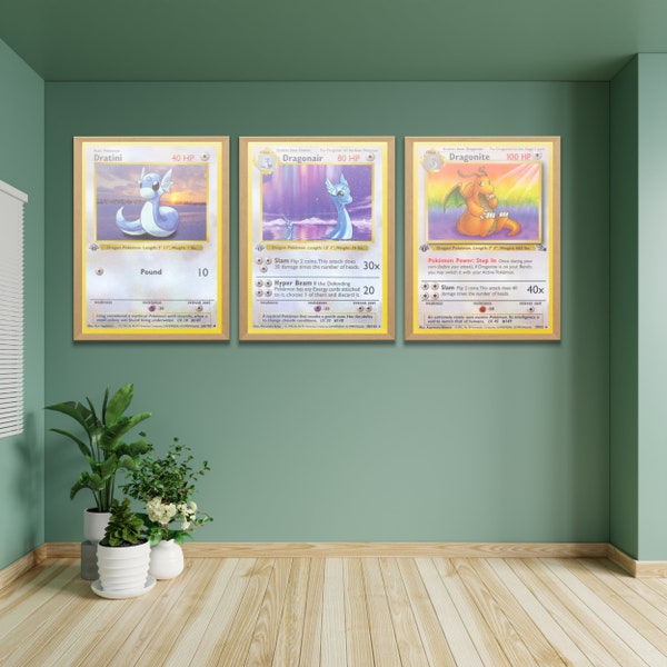 Póster de cartas de Pokémon / Impresión de pared / Idea de regalo