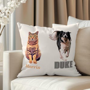 Custom Pet Pillow Photo and Name Personal Pet Pillow, Personalized Dog Cat Photo Custom Pillow Case Pet Portrait Drawing from Photo